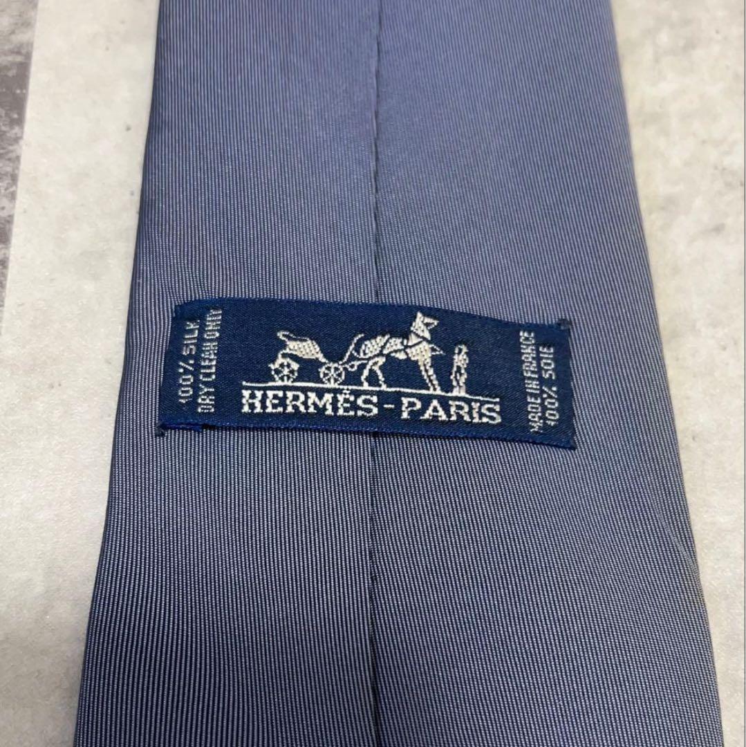 HERMES ネクタイ ハイブランド ソリッド グレー HERMES