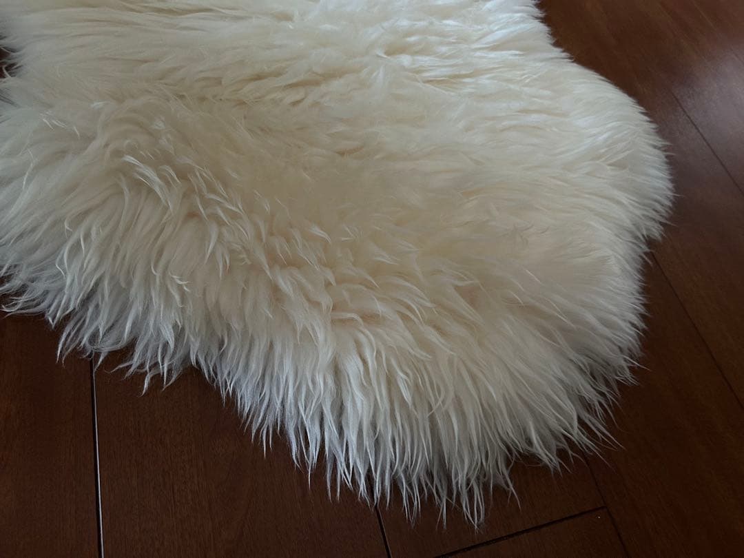 ホワイト羊毛ラグ 長方形 180×70