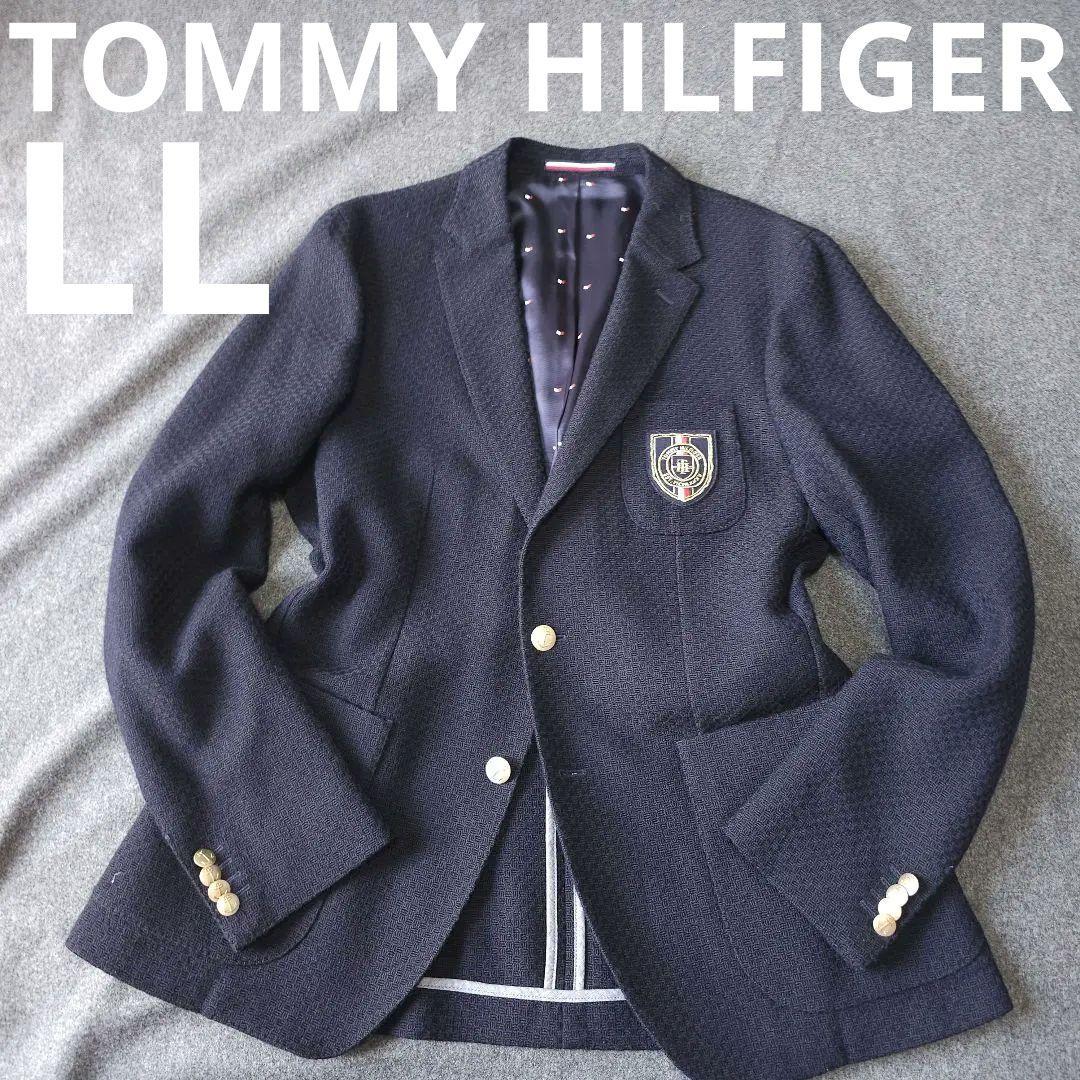 【トミーヒルフィガー】人気ロゴエンブレム 紺ブレザー ジャケットXL 金ボタン TOMMY HILFIGER（トミー・ヒルフィガー） テーラードジャケット