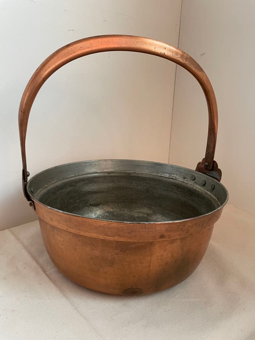ム1 古道具 銅鍋 山菜鍋 大 錫引き 30㎝ キッチン・日用品・その他