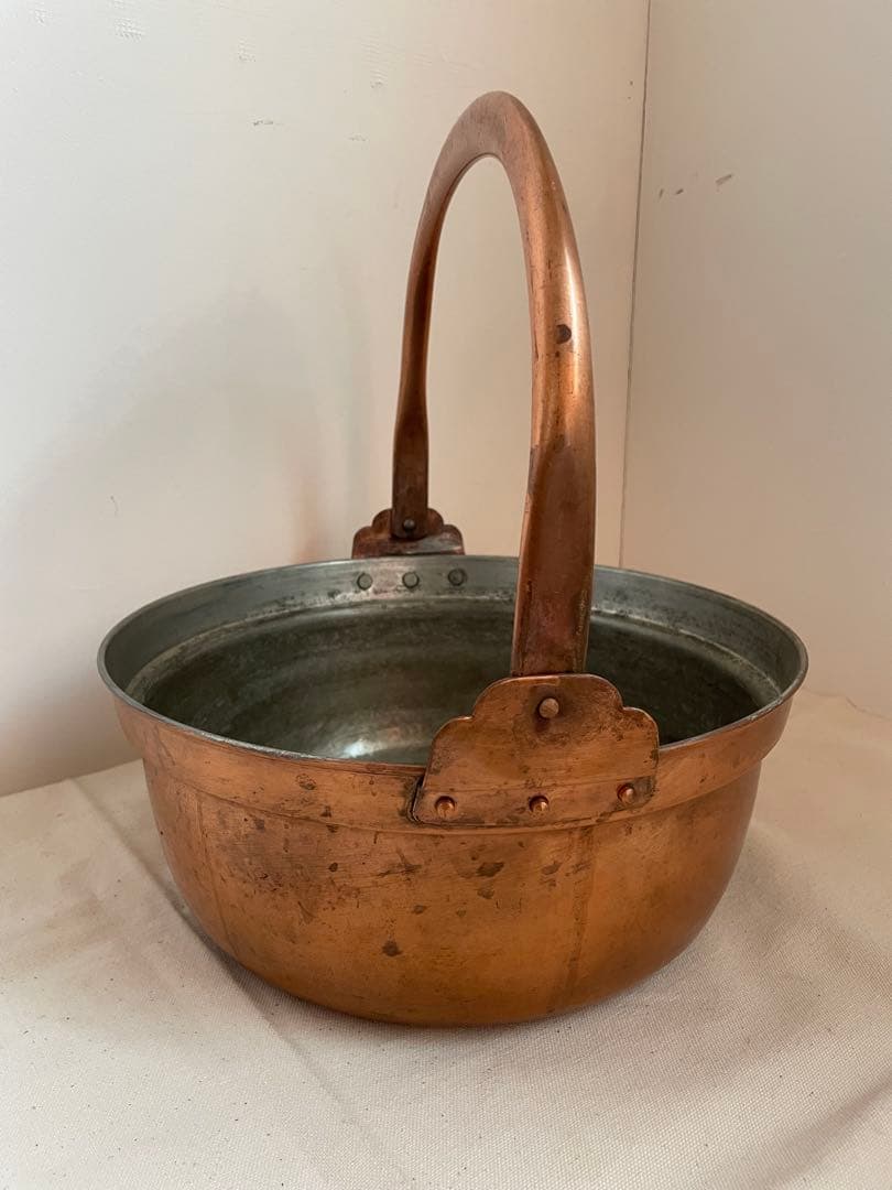 ム1 古道具 銅鍋 山菜鍋 大 錫引き 30㎝ キッチン・日用品・その他