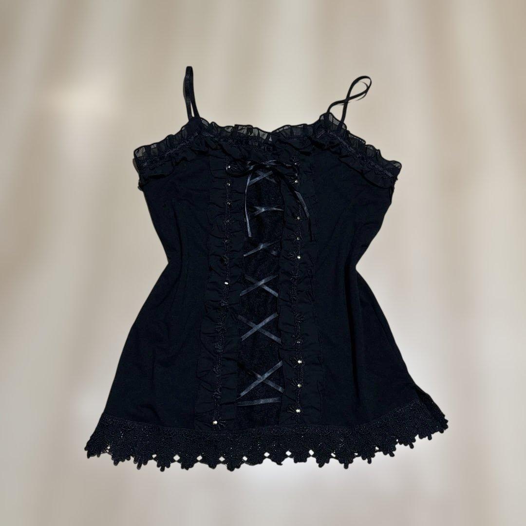 アクシーズファムy2k 平成ギャル フェアリーグランジ ビジュー　レース　リボン アクシーズファム 異素材装飾フェアリーグランジ y2k 平成ギャル森