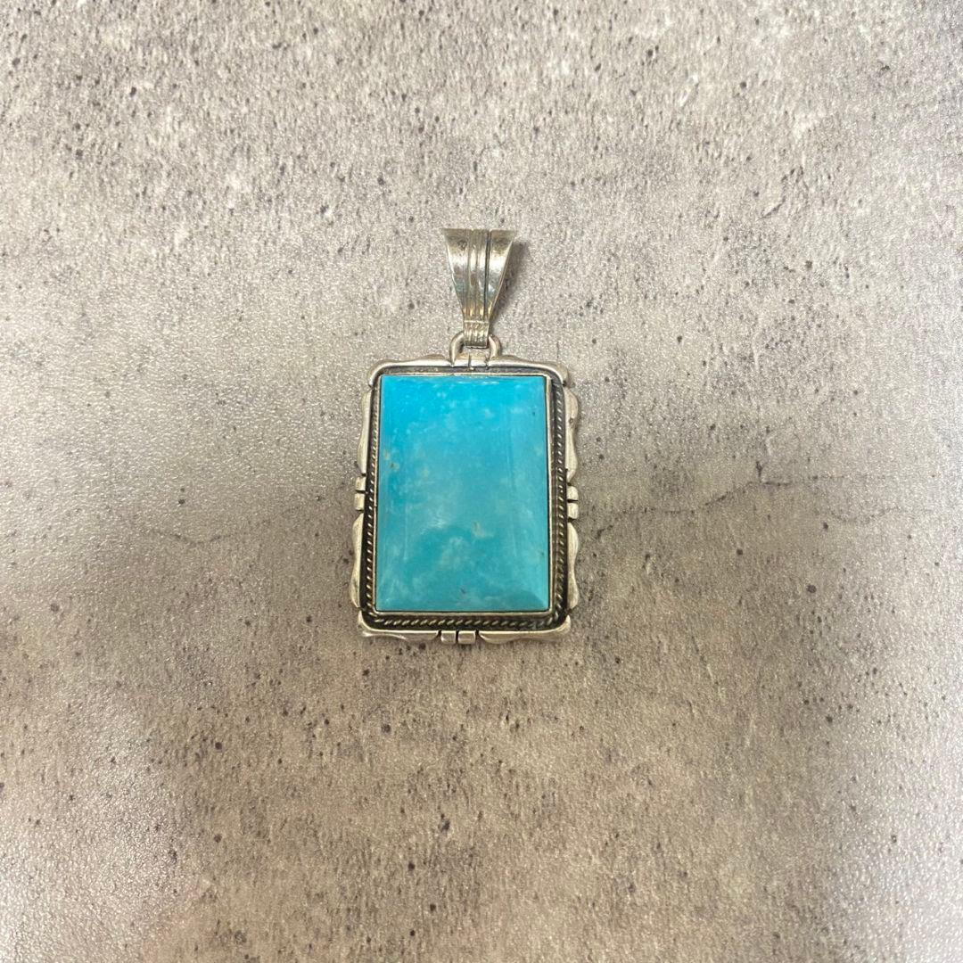 navajo sterling Silver ターコイズペンダントトップte刻印