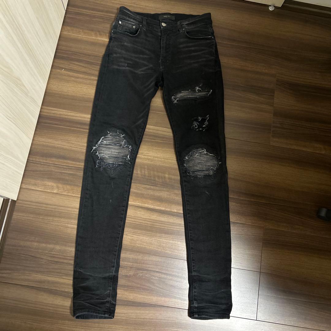 (希少初期モデル)AMIRI スキニーデニムパンツ 29 ブラック ダメージ加工 AMIRI(アミリ) ダメージ加工デニムパンツ ブラック サイズ 29｜【公式