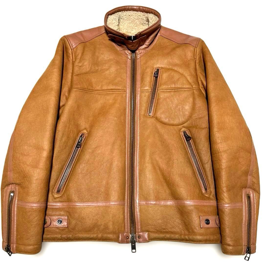 美品AVIREX リアルムートン レザーライダースジャケット 羊革 B-3