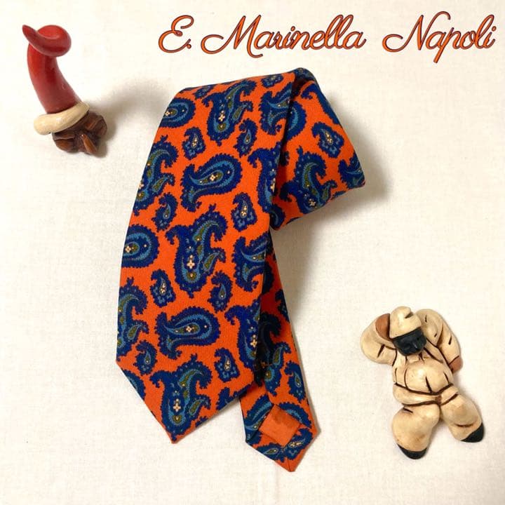 新品未使用】マリネッラ ナポリ ウール ペイズリー柄 オレンジカラー