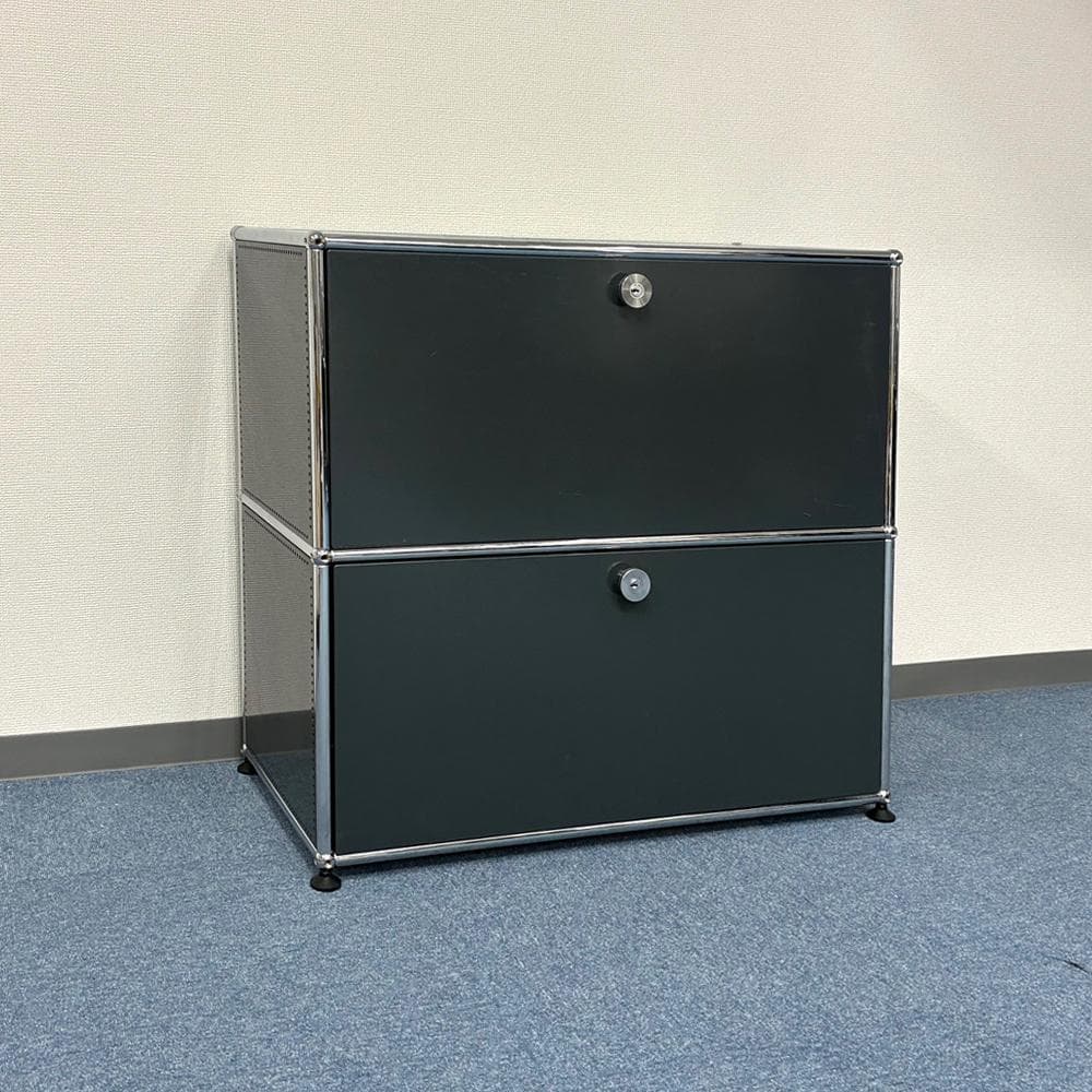 中古 USMハラー｜キャビネット サイドボード 1列2段 アントラサイト