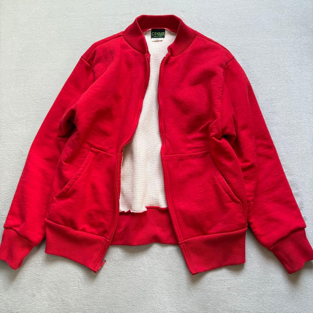 90s USA製 CAMBER レッド ジップアップパーカー 裏サーマル - メルカリ
