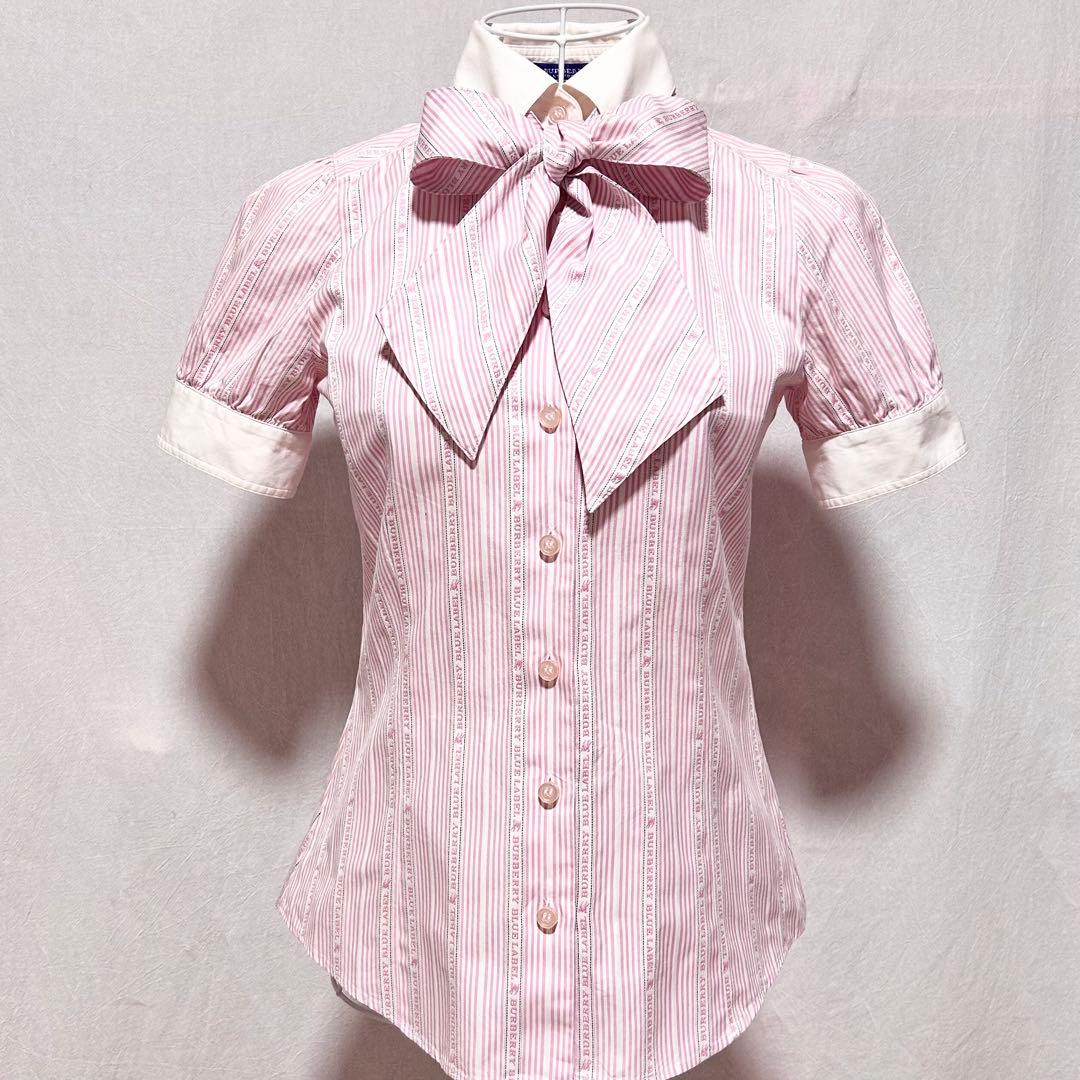 美品 バーバリー ブルーレーベル シャツ リボン ボウタイ ブラウス