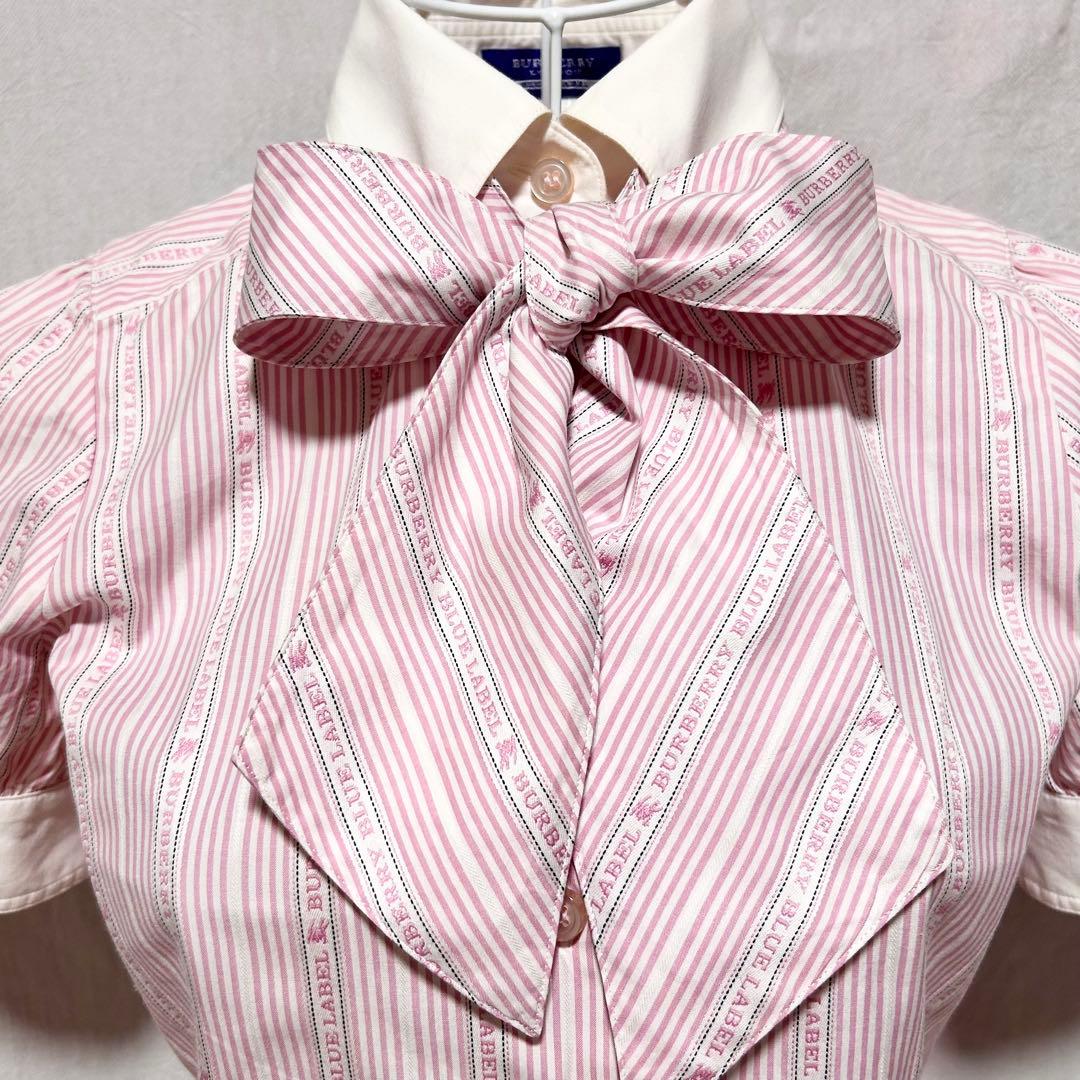 美品 バーバリー ブルーレーベル シャツ リボン ボウタイ ブラウス
