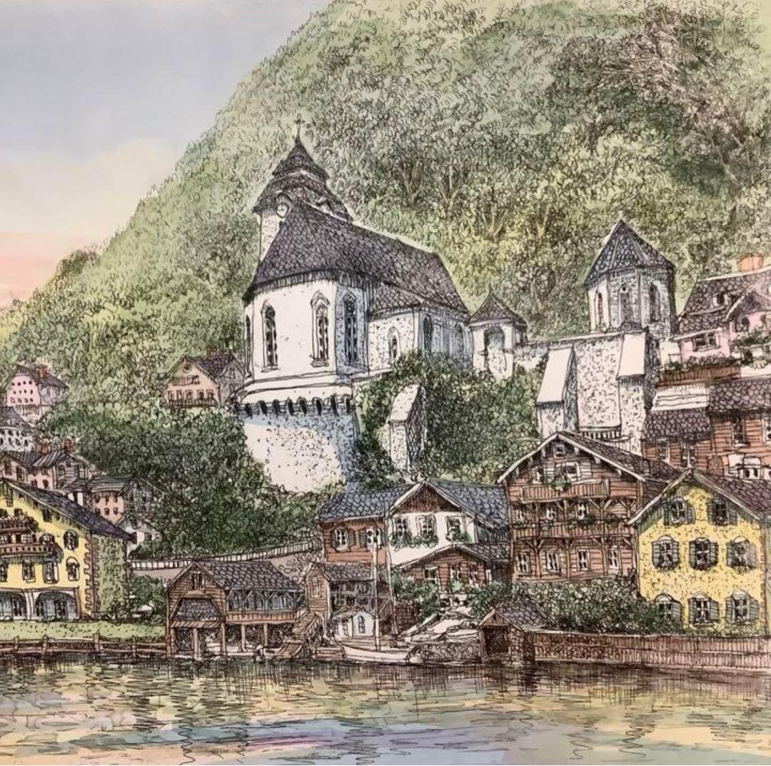 絵画・額縁・版画・織田 義郎・新品未使用・ハルシュタットⅢ・美術品