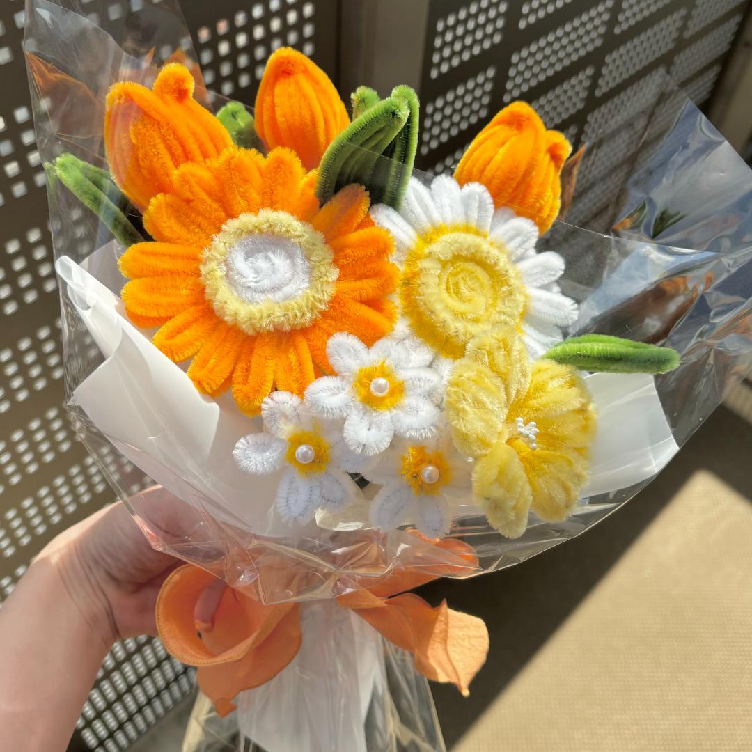 モールフラワー チャイラテ shop 枯れないお花 オレンジ 韓国花束