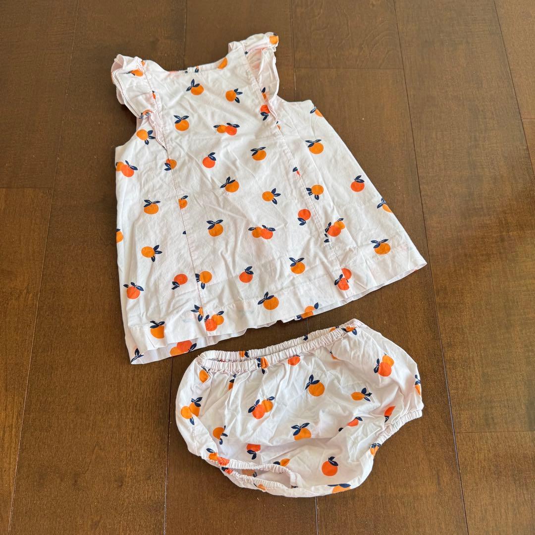 jacadi ジャカディ オレンジ柄 セットアップ 12m/74cm - メルカリ