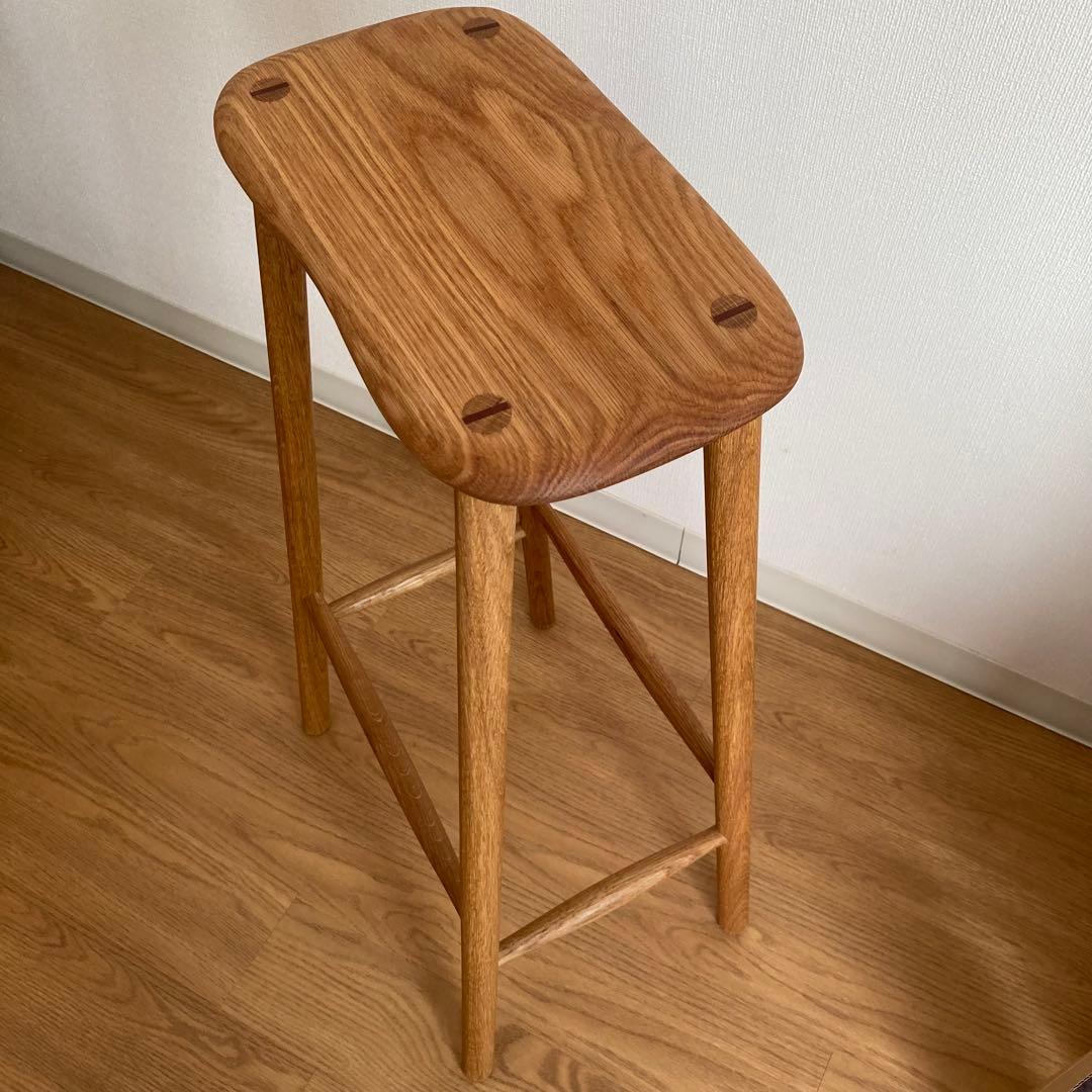 ハイスツール　木製　ハンドメイド 木の椅子展入選作のハイスツール｜椅子 ハンドメイドチェア 職人手作り