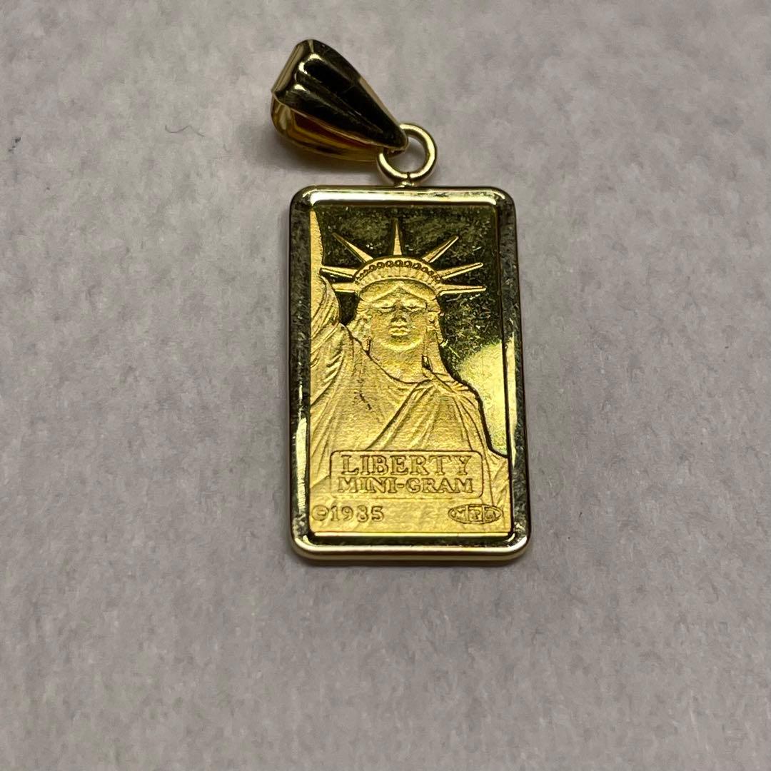 金貨 自由の女神 角型 純金 1.2g ペンダントトップ ゴールド　GOLD