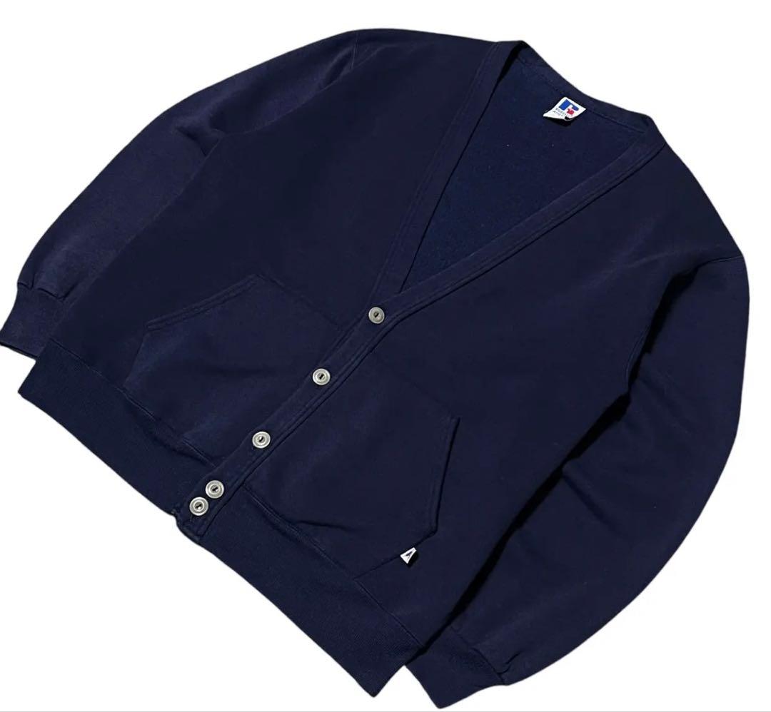 90's USA製 Russell”無地”スウェット カーディガン ラッセル