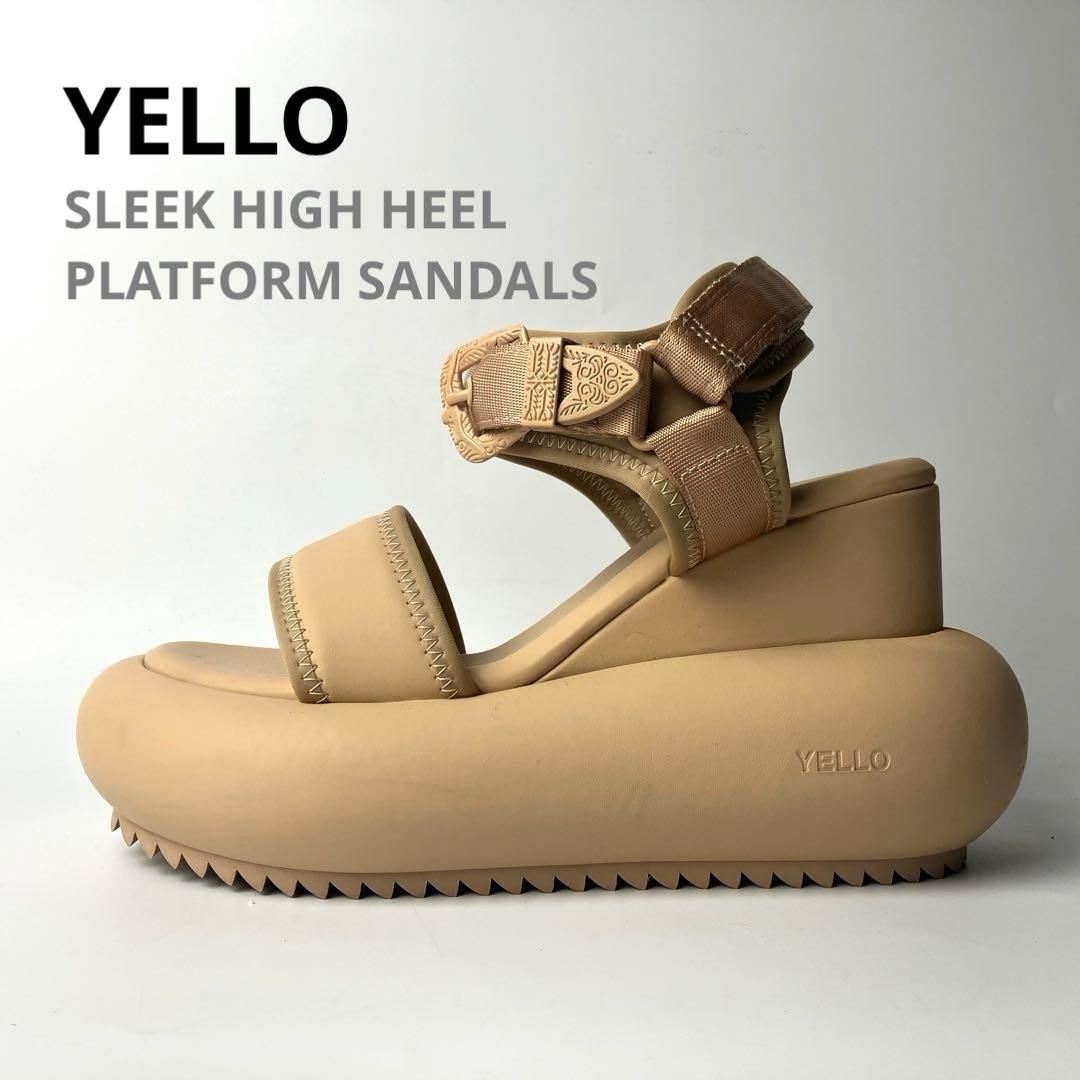 美品】YELLO プラットフォーム 厚底 サンダル ベージュ 23.5 - メルカリ
