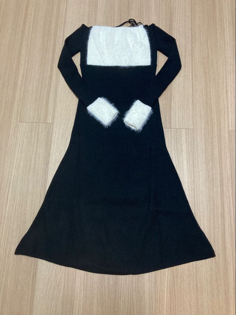 Lumignon Ribbon bust fluffy long op ブラック - メルカリ