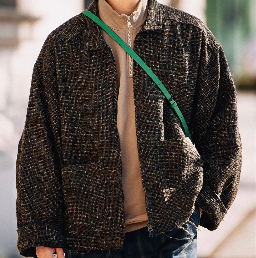 ANCELLM TWEED ZIP JACKET brown 2 - メルカリ