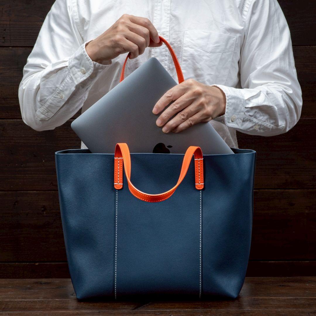 インディゴブルー 本革 イタリアンレザー メンズ 本革 メンズ トート
