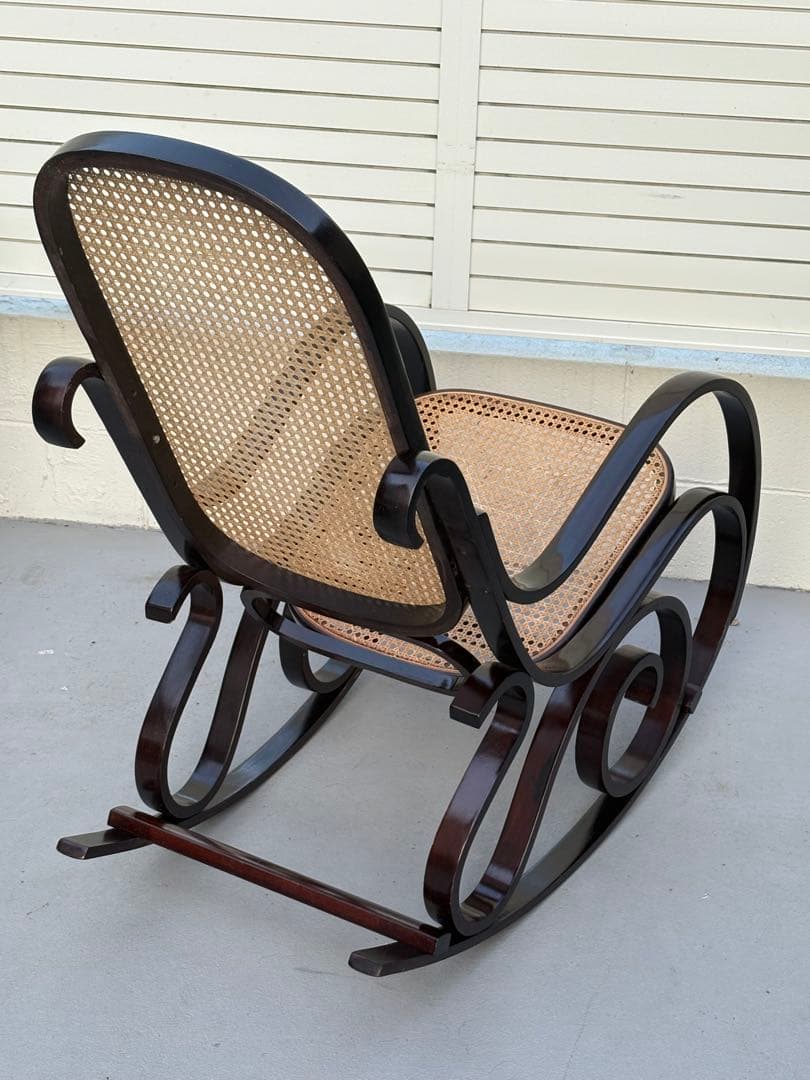 最後新品未使用 ラタン ロッキングチェア 昭和レトロ ミッド