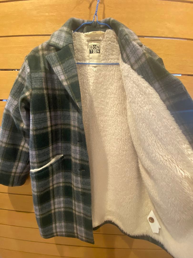 BONTON ボントン ウール キッズコート チェック 12A 150cm