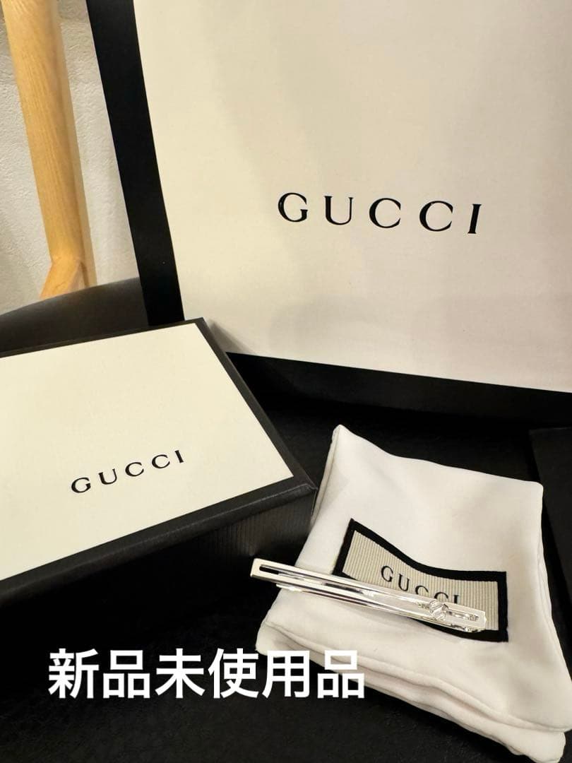 R【新品未使用】GUCCI ノットディテール GG ネクタイピン　シルバー 美品】GUCCI ノットディテール GG ネクタイピン シルバー - メルカリ