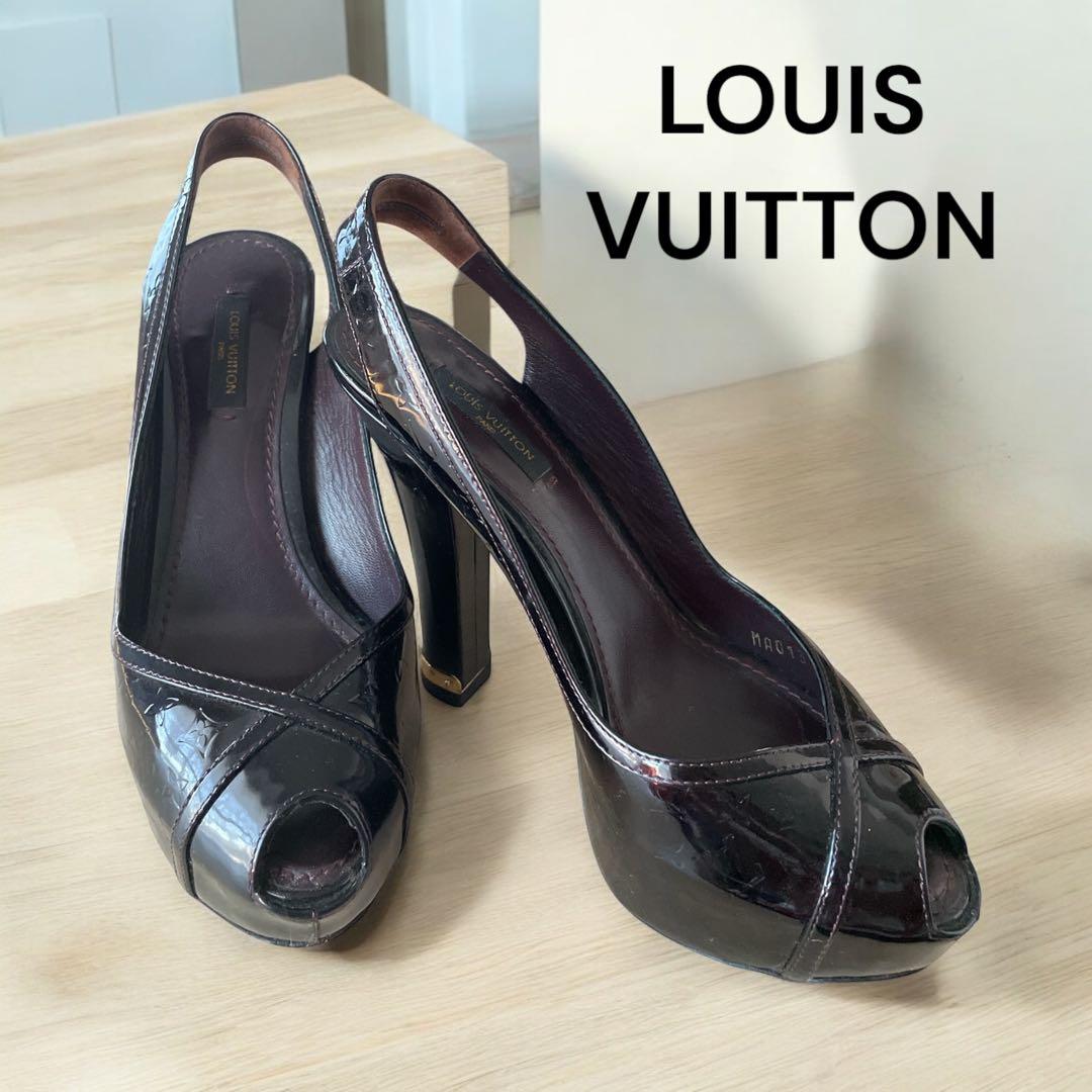 Louis Vuitton ネイビー オープントゥ ハイヒール 22.5cm