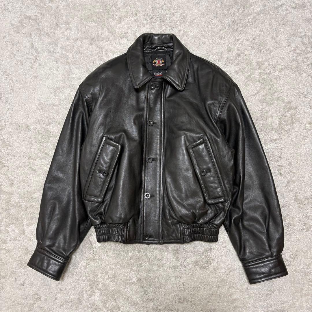 ixiz レザージャケット ラムレザー 短丈 ボックスシルエット M CE43