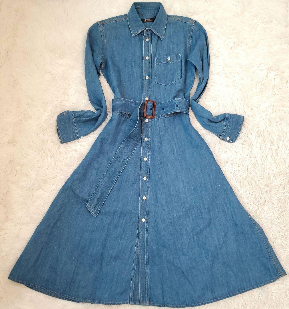 ⭐美品⭐POLO RALPH LAUREN デニムシャツワンピース ベルト付き - メルカリ