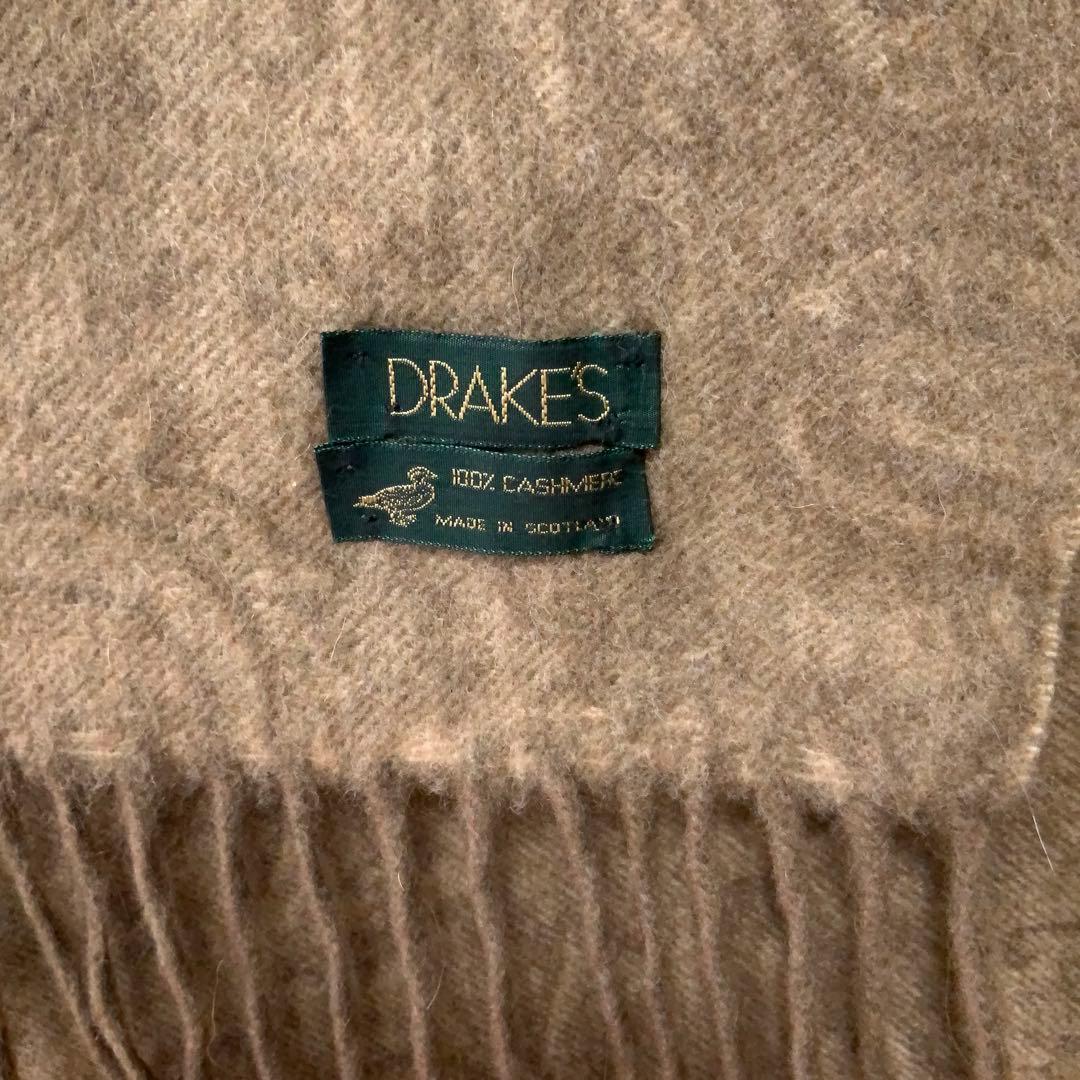 DRAKE'S ドレイクス 大判 カシミヤストール イギリス製 ブラウン