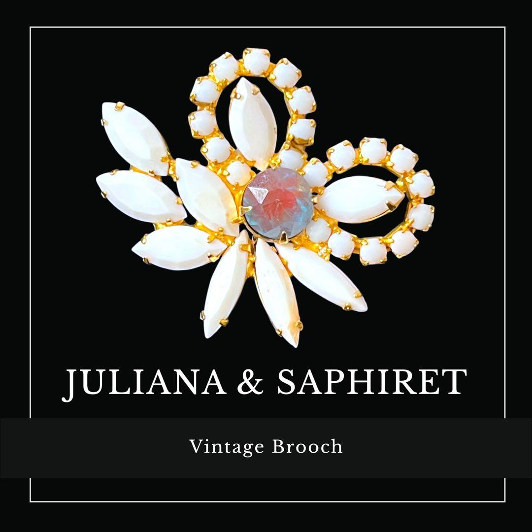 JULIANA×サフィレット＆ミルクガラス☆ボタニカルフラワーブローチ