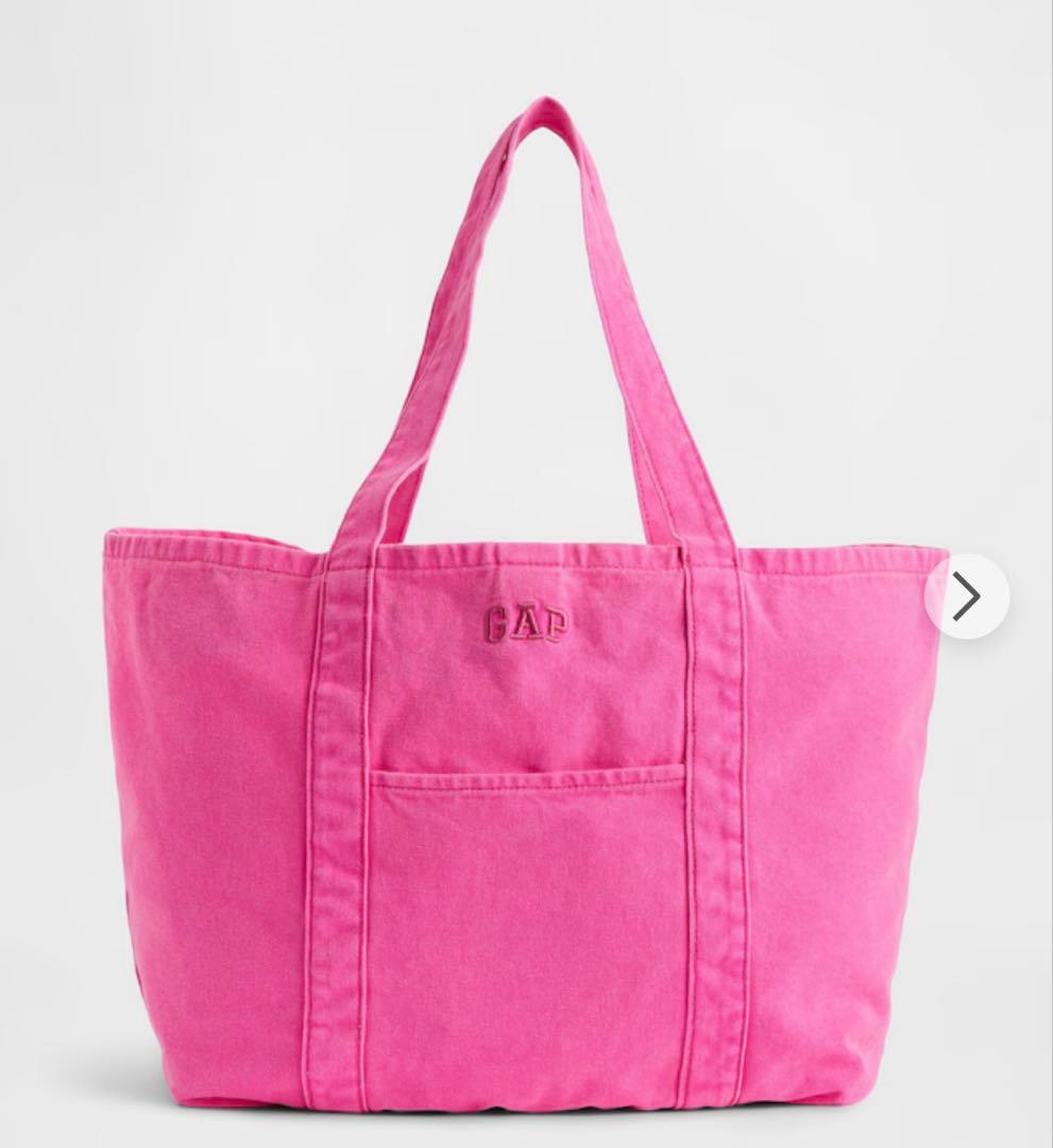 新品未使用】GAP ロゴトートバッグ ブラック ネオンピンクブルー
