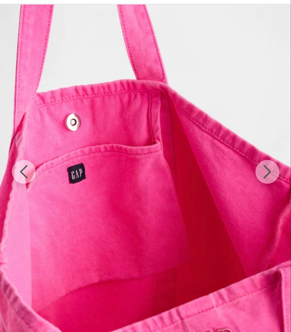新品未使用】GAP ロゴトートバッグ ブラック ネオンピンクブルー