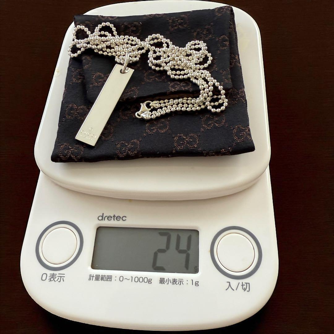 《極美品》グッチ ネックレス ダブルボール チェーン プレート シルバー 925