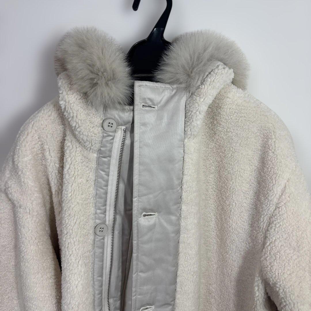 LASUD ファーボアコートアイボリー 未使用品 サイズ9号 定価34000円