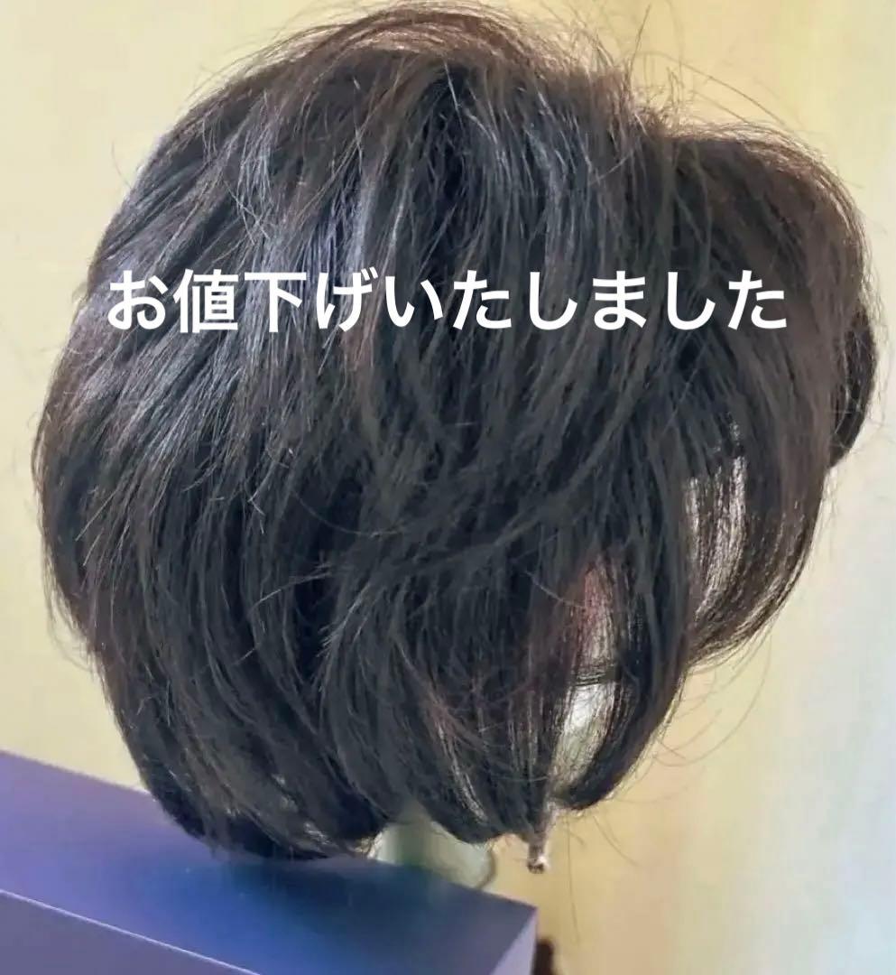 フォンテーヌVALAN ショート高級ウィッグ人毛ミックスグレー