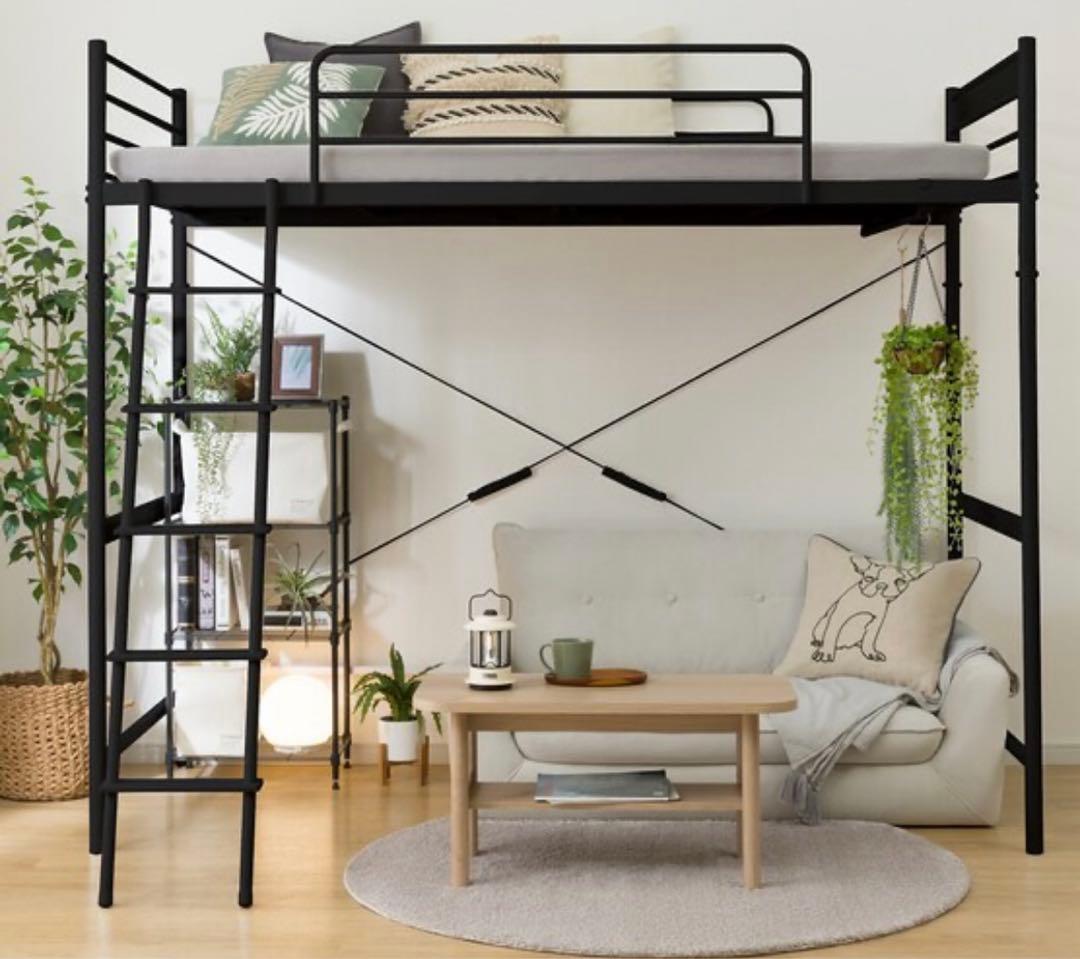 直接引き取り限定 二段ロフトベッド ブラック ニトリ - メルカリ