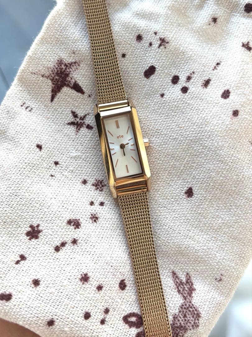 値下げ】レディース腕時計ete レクタングルフェイスメッシュベルト