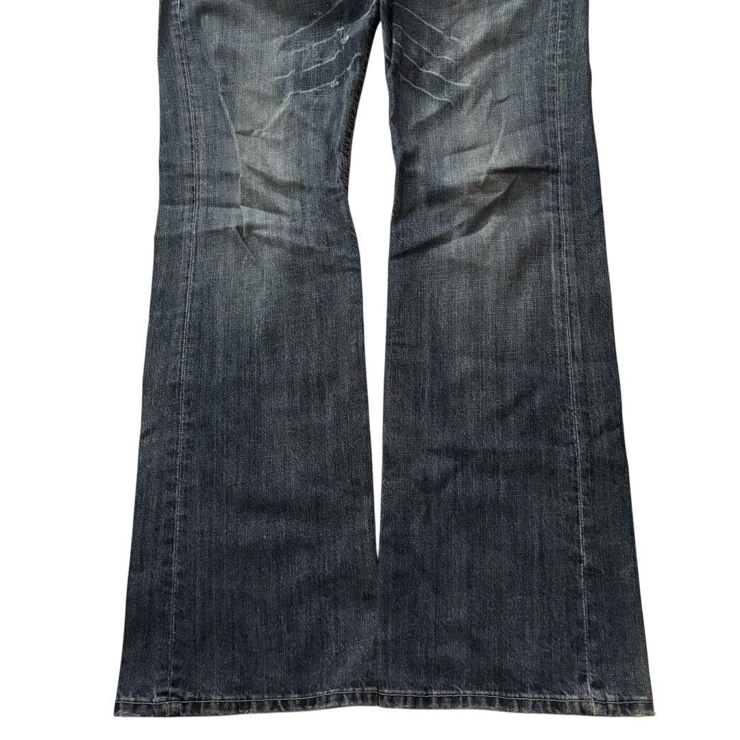 grunge cross design flare denim y2k - メルカリ