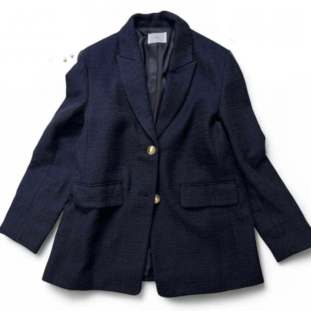 イエナ ツイード ジャケット ネイビー - メルカリ