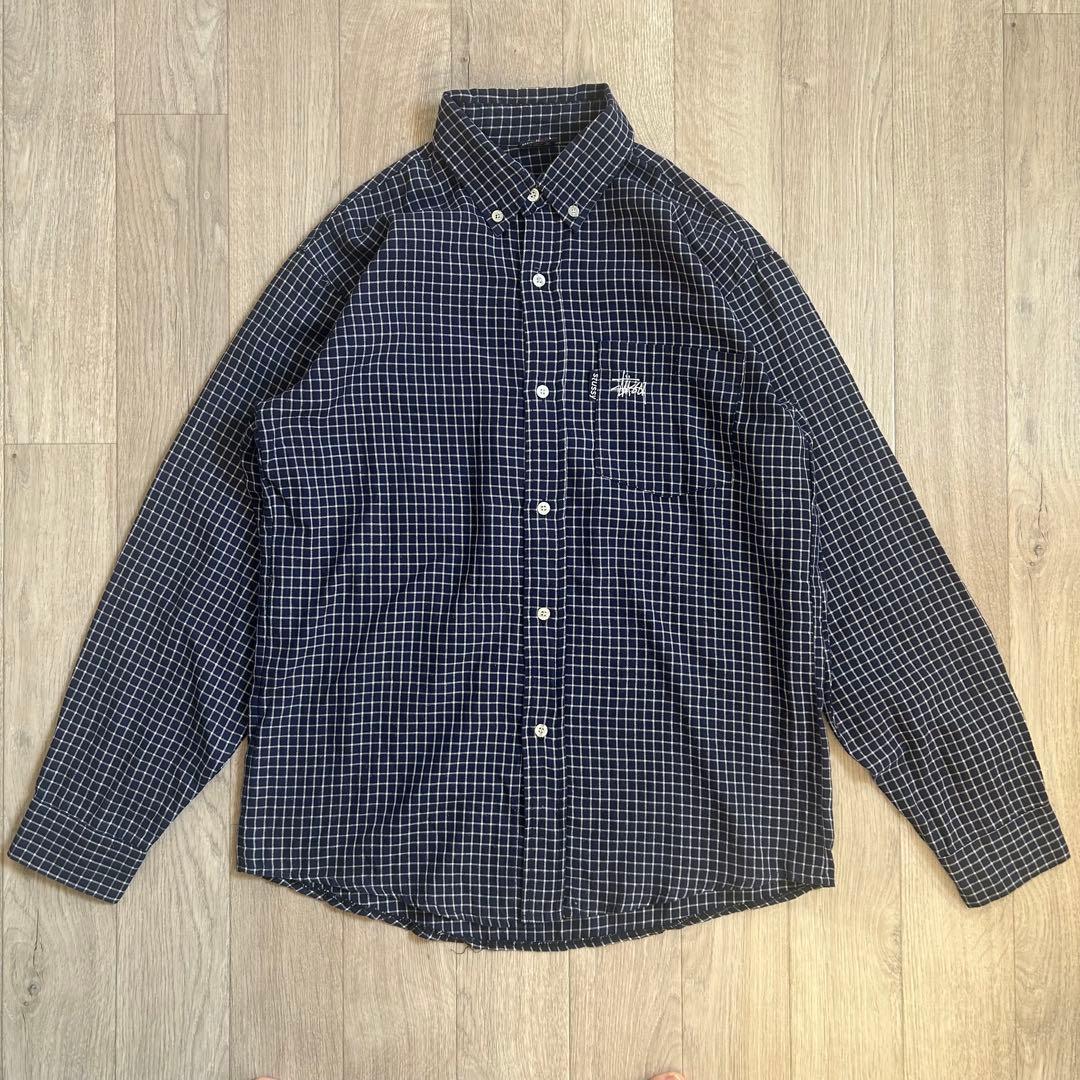希少】90's Old Stussy 紺タグ ギンガムチェックシャツUSA製