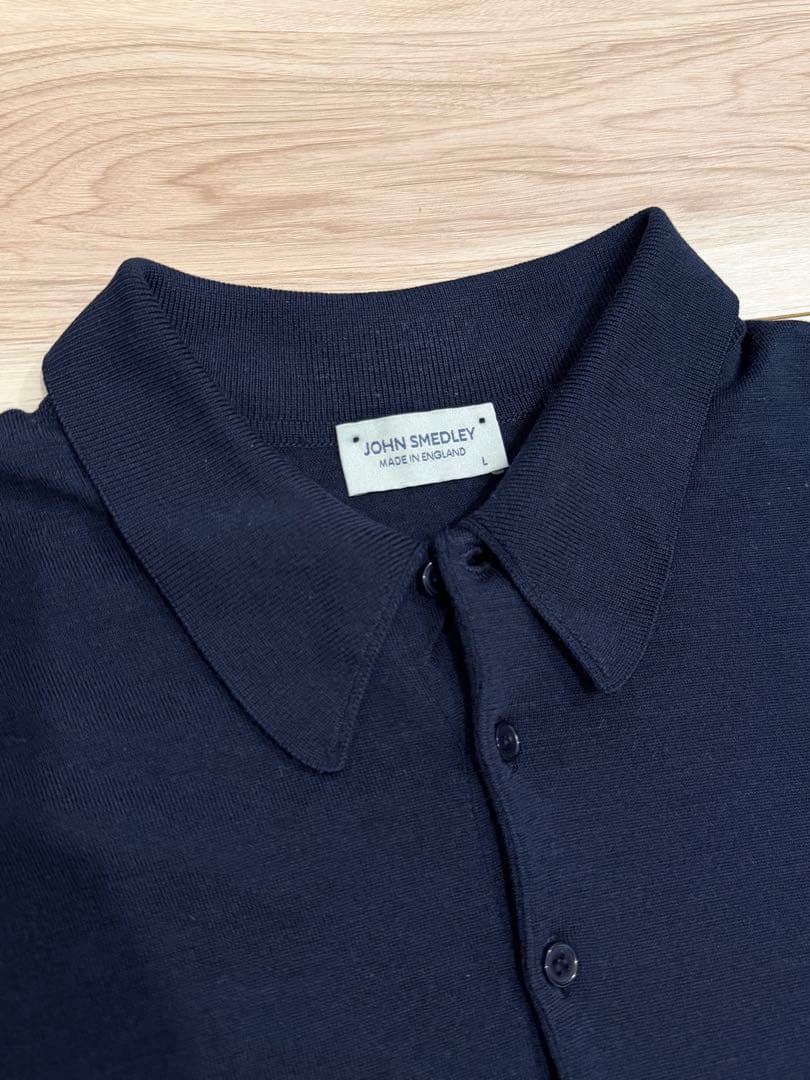 JOHN SMEDLEY 長袖ニットポロ オーバーサイズ ネイビー L - メルカリ