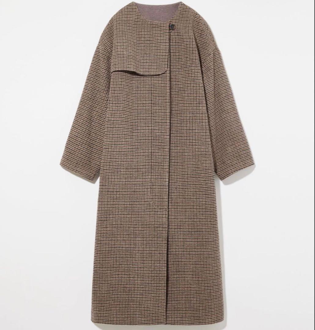 新品 Eaphi NO COLLAR WOOL CHECK COAT - メルカリ