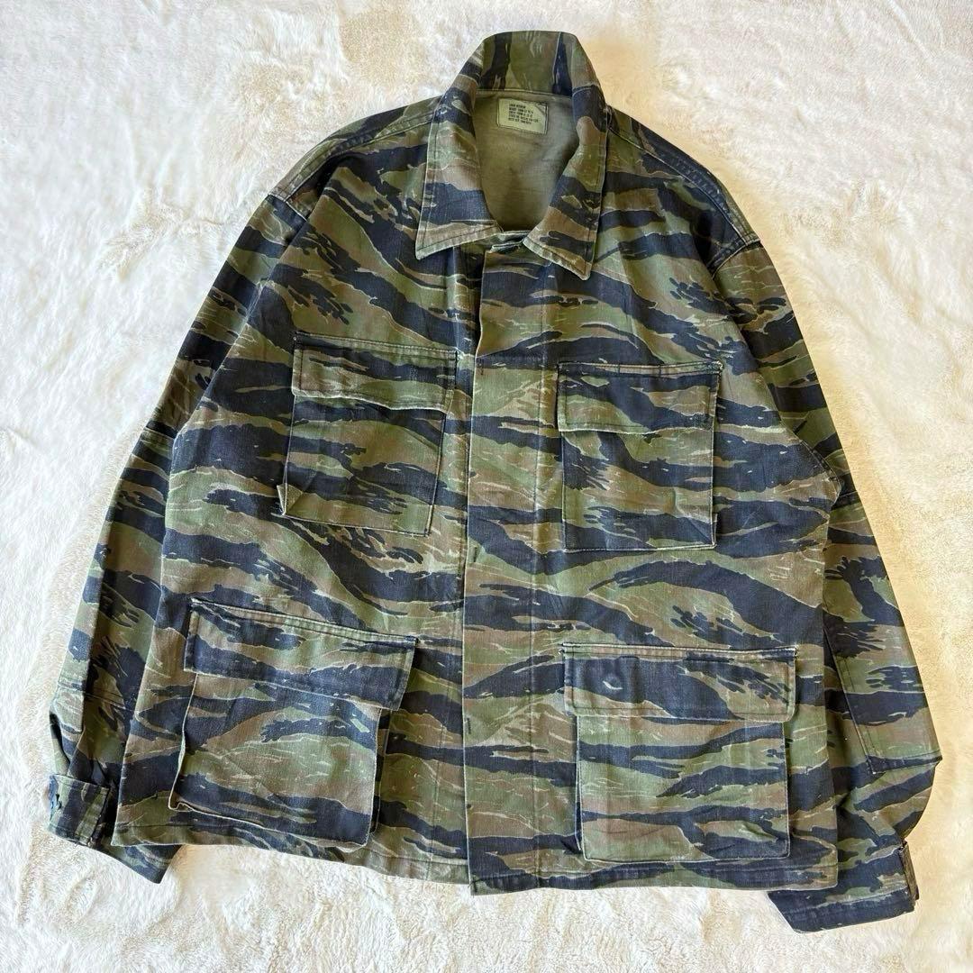80s ミリタリー L コンバットジャケット タイガーストライプ 米軍実物