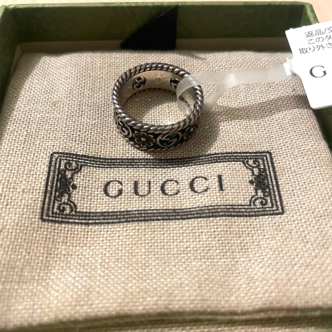 GUCCI】 〔グッチ インターロッキング〕シルバー リング 15号 指輪