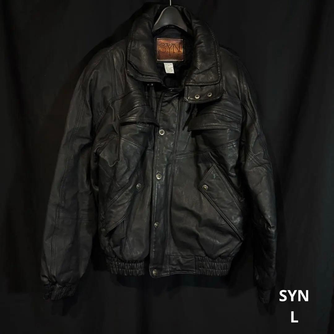 SYN レザージャケット L ブラック 本革 archive opium - メルカリ