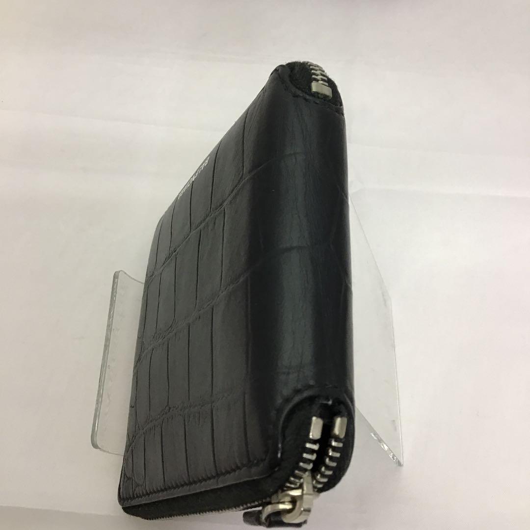 バレンシアガ レザークロコ型押し ラウンドファスナー財布 580838