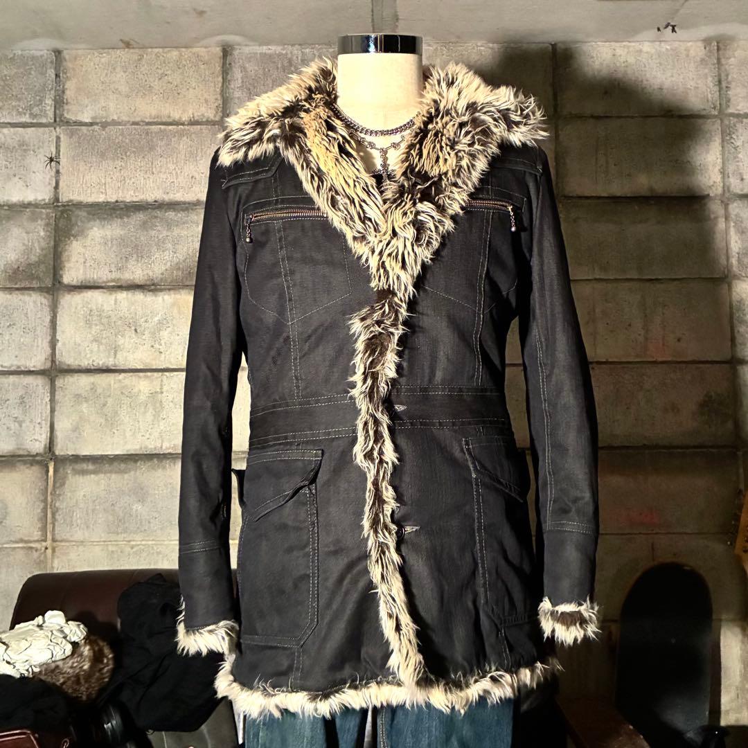 平成　お兄系　ダークコア　グランジ　opium ファー付きコート　ギャル男 平成 お兄系 ダークコア グランジ opium ファー付きコート ギャル男