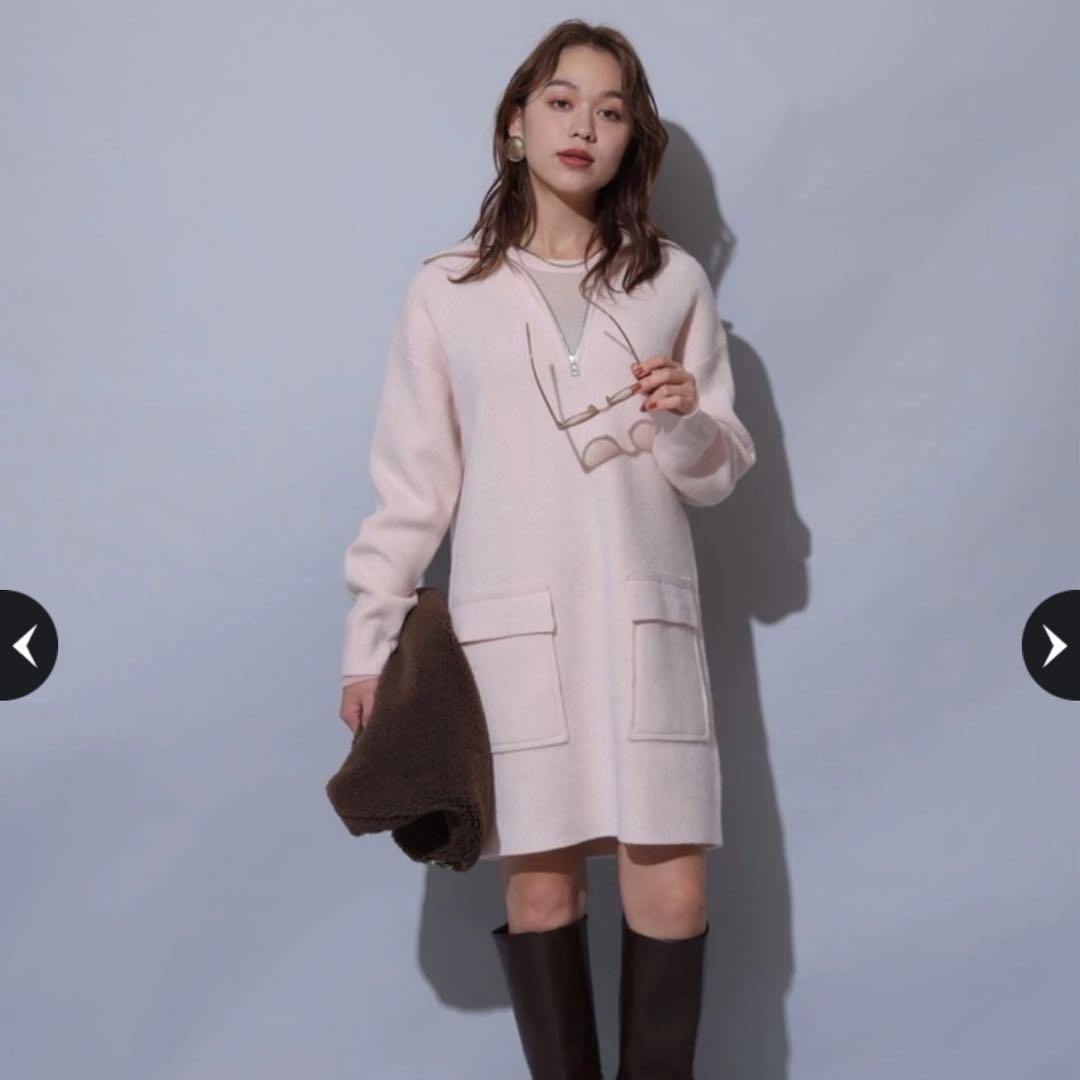 Arpege story♡ハーフジップミニニットワンピース - メルカリ